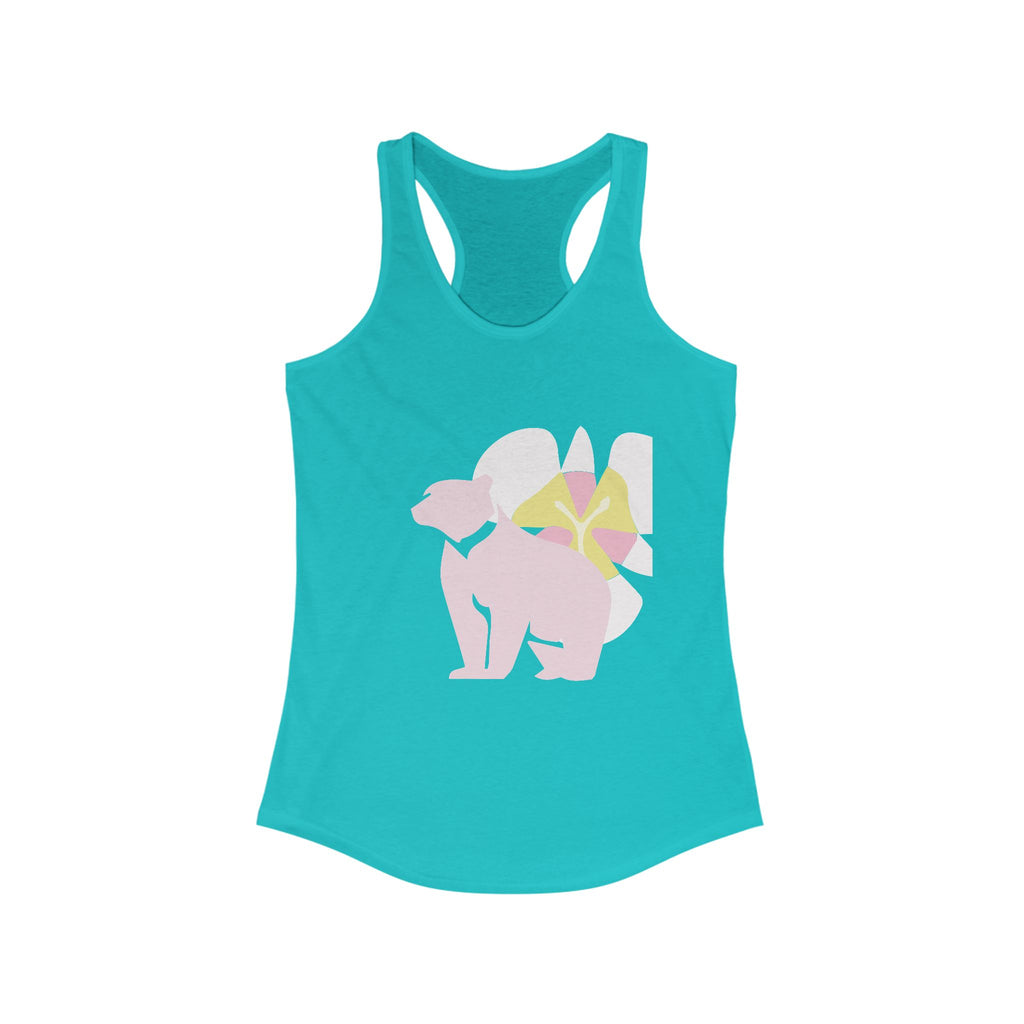 Whimsical Bear Racerback Tank Top | Summer Vibes, Gifts for Women, Vacation Wear, Cute Casual Outfit, Eco-Friendly Clothing