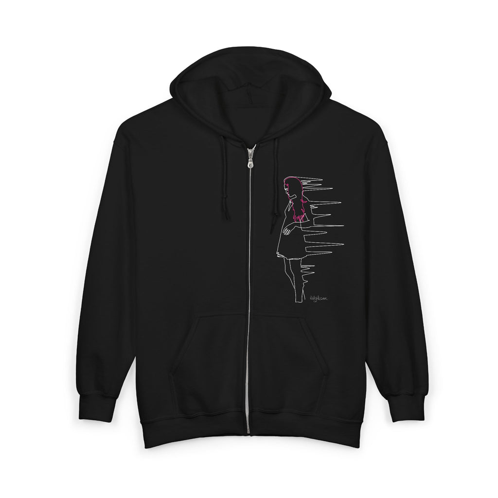 Custom Line Drawing Zip-up Hoodie - Static