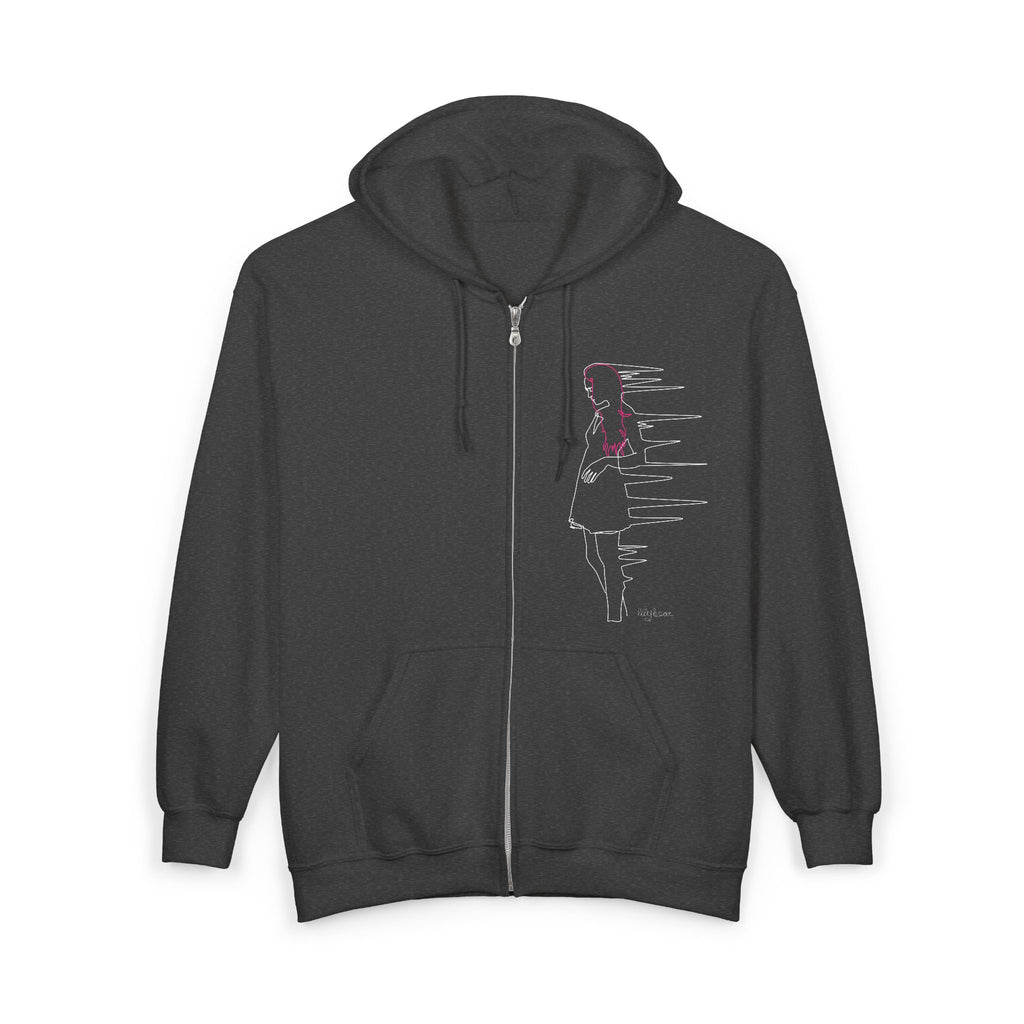 Custom Line Drawing Zip-up Hoodie - Static